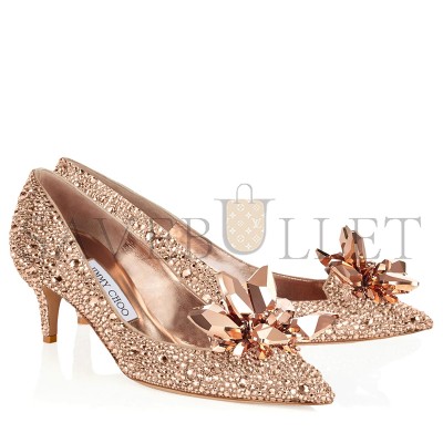 JIMMY CHOO ALLURE ROSE GOLD CRYSTAL COVERED POINTY TOE PUMPS ALLUREXWC